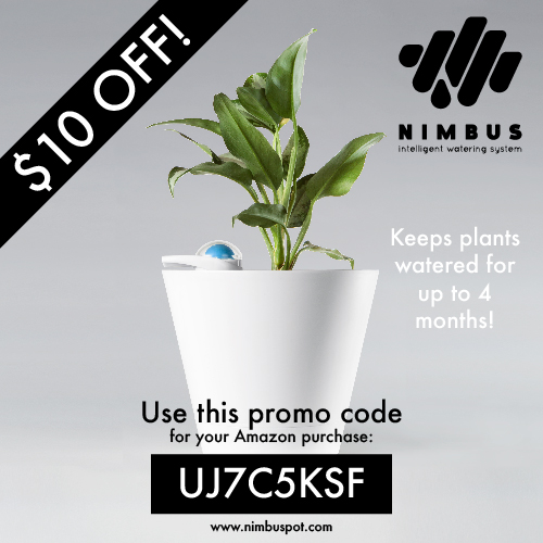 Promo code for $10 off a NIMBUS pot self-watering planter.