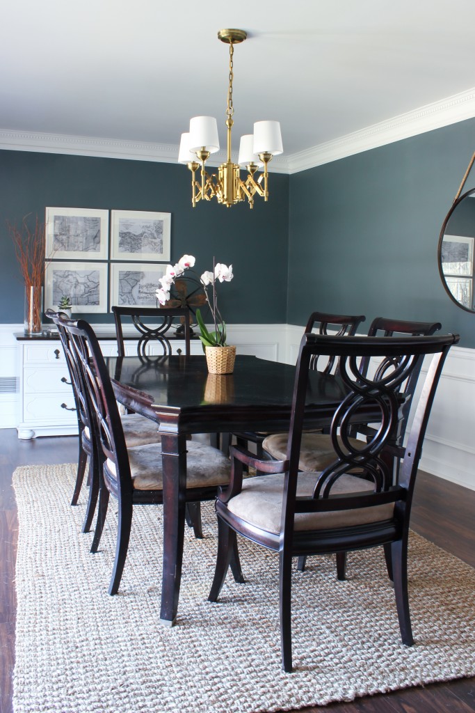 Dining Room Makeover with the Murray Feiss Brass Hugo Chandelier from Del Mar Fans.