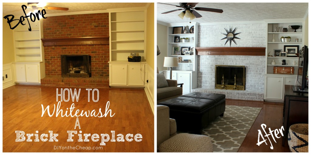 How to whitewash a brick fireplace {Tutorial}
