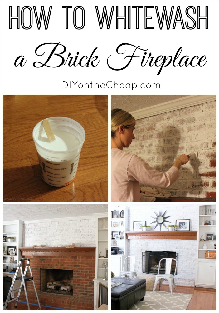 This step by step tutorial shows you how to whitewash a brick fireplace.