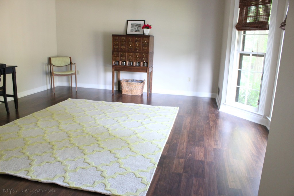 Living Room Progress + New Rug from Rugs USA (Tuscan Terali Moroccan Trellis in Sunshine).