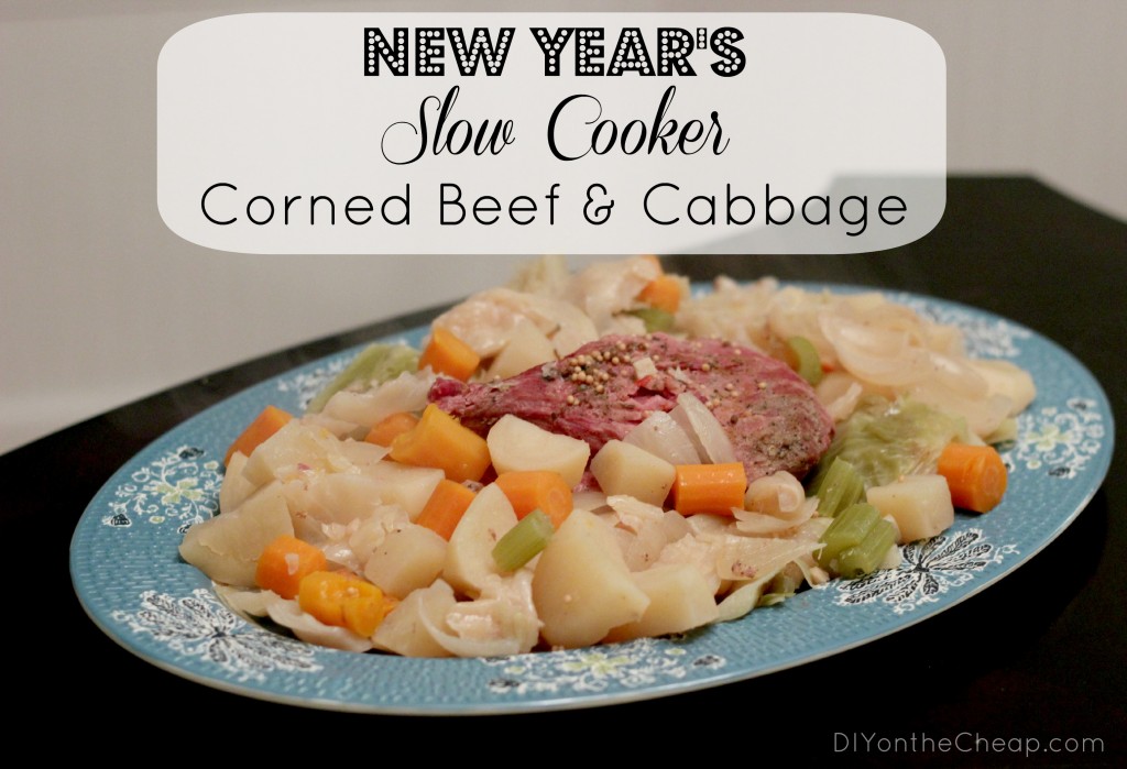 New Year's Slow Cooker Corned Beef & Cabbage: a traditional meal for good luck! It's so good -- we look forward to this meal every year!