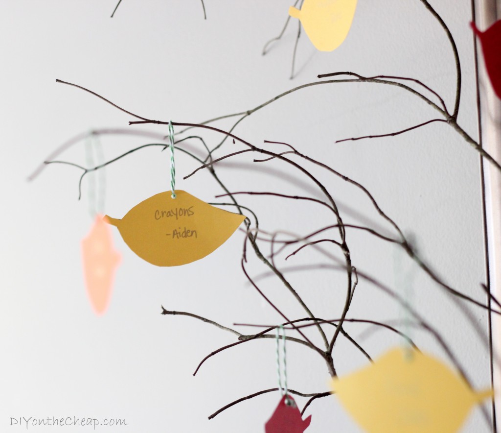 Make a Thanksgiving Tree! Write one thing you are thankful for on each leaf. This is a great project to do with your kids!